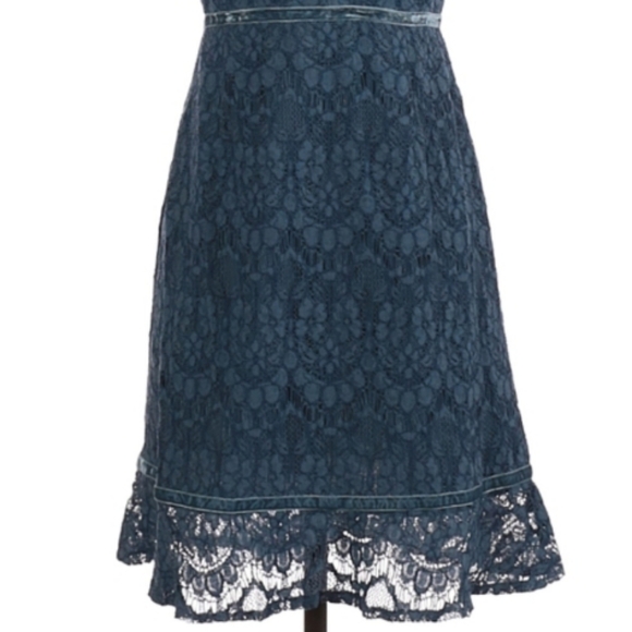 Chelsea 28 Teal Blue Lace Fit and Flare Halter Dress - Picture 7 of 8